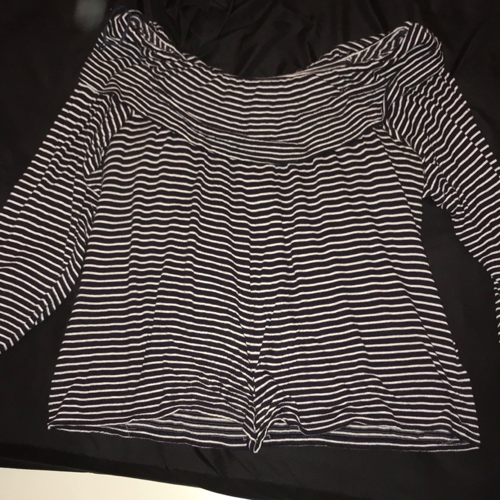 striped off shoulder t-shirt